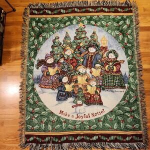 50 X 62 Christmas Tapestry Throw Blanket Fringe Make A Joyful Noise Vicky Howard